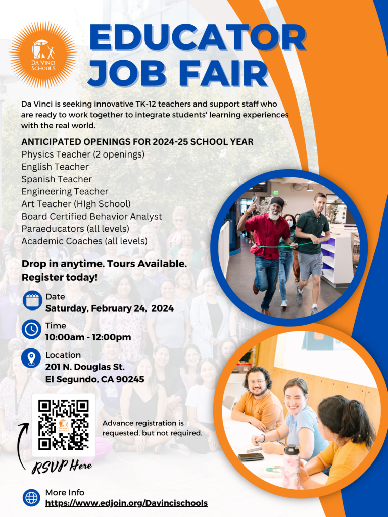 Educator Job Fair Feb. 24 Join Us! Da Vinci Schools